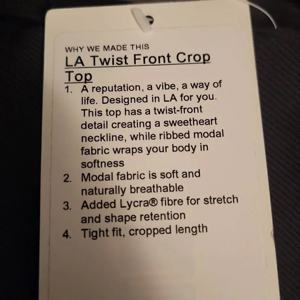 Lululemon Women's Size 12 Gray LA Twist Front Crop Top